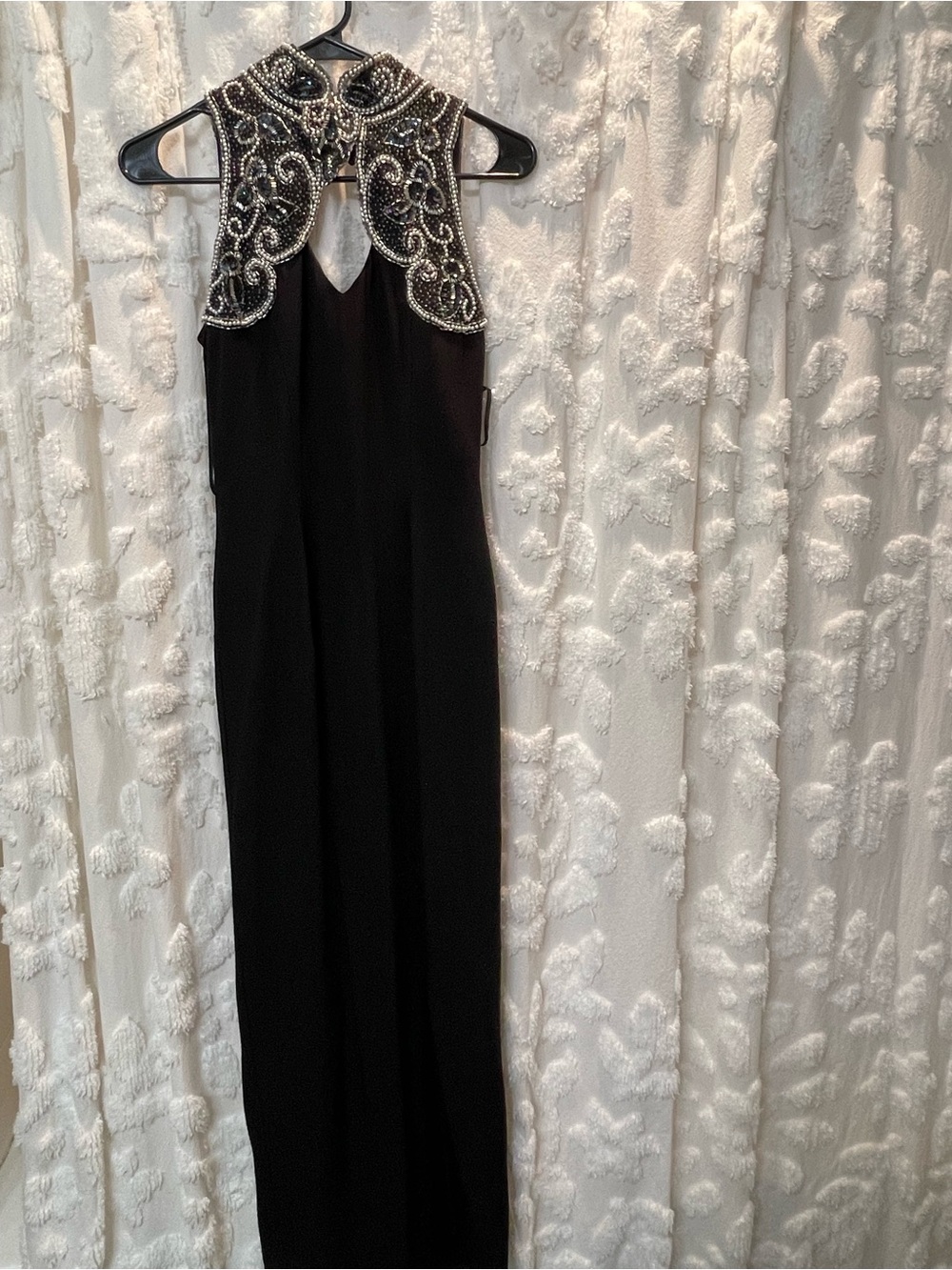 Vintage 80/90s Cache black gown with beaded collar and back - Picture 2 of 8